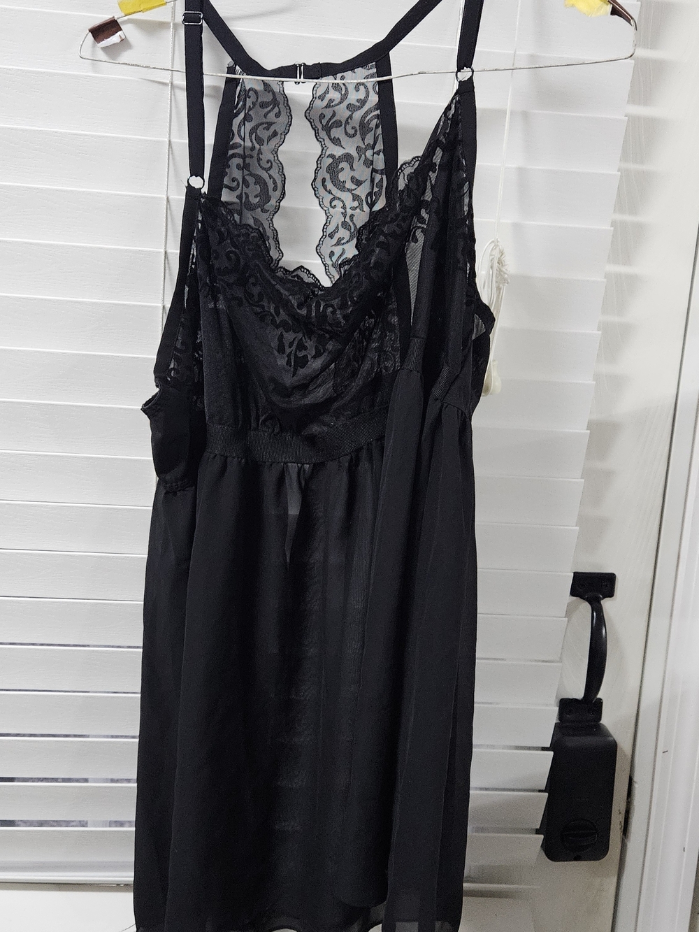 Cacique Black Lace Chemise with Sheer Panel